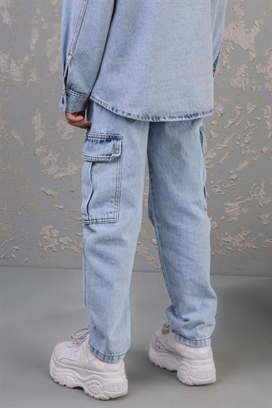 Mojo Erkek Çocuk 9-14 Yaş Kargo Cep Regular Fit Jean 4984 Kot Mavi
