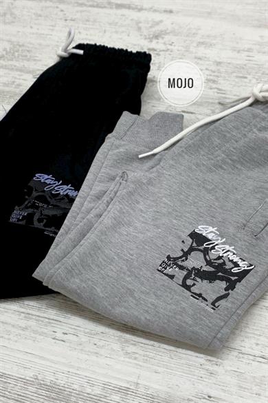 Mojo Erkek Çocuk Baskılı Lastikli Paça Eşofman Altı 2140 Gri