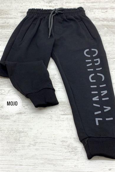 Mojo Erkek Çocuk Baskılı Lastikli Paça Eşofman Altı 2128 Siyah