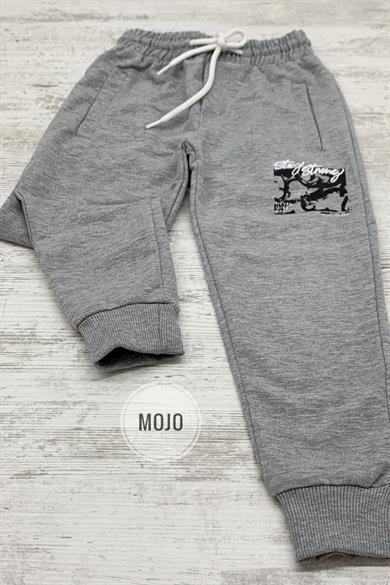 Mojo Erkek Çocuk Baskılı Lastikli Paça Eşofman Altı 2140 Gri