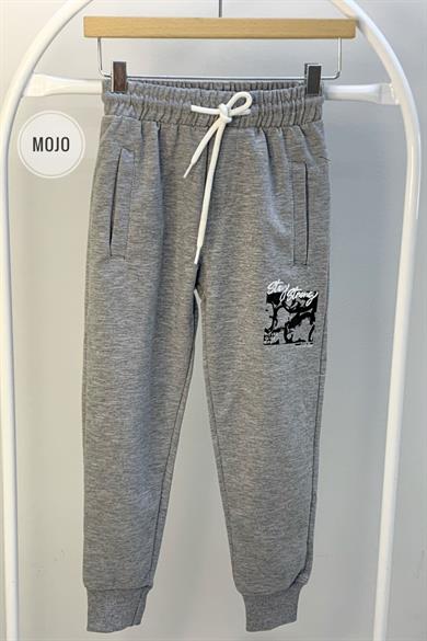 Mojo Erkek Çocuk Baskılı Lastikli Paça Eşofman Altı 2140 Gri