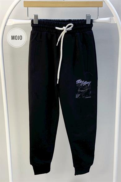 Mojo Erkek Çocuk Baskılı Lastikli Paça Eşofman Altı 2140 Siyah