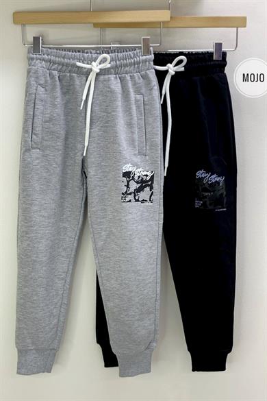 Mojo Erkek Çocuk Baskılı Lastikli Paça Eşofman Altı 2140 Siyah