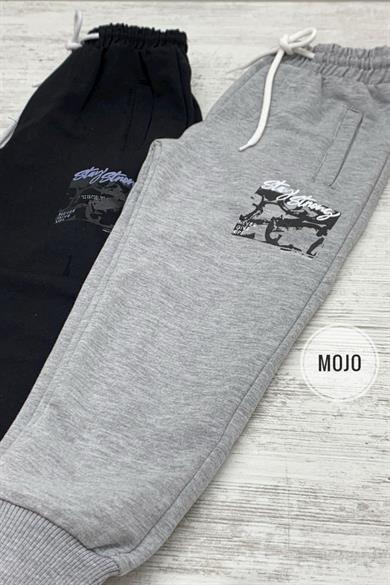 Mojo Erkek Çocuk Baskılı Lastikli Paça Eşofman Altı 2140 Gri