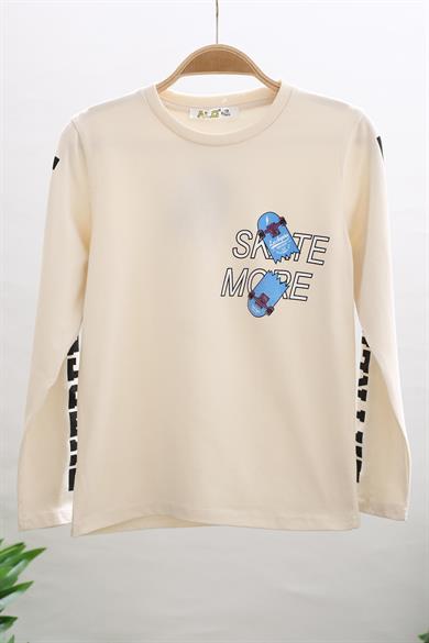 Mojo Erkek Çocuk Baskılı Uzun Kol T-shirt 323413 Taş Rengi