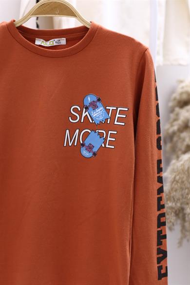 Mojo Erkek Çocuk Baskılı Uzun Kol T-shirt 323413 Kiremit
