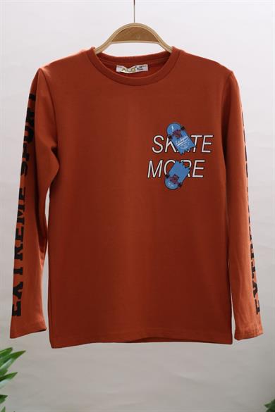 Mojo Erkek Çocuk Baskılı Uzun Kol T-shirt 323413 Kiremit