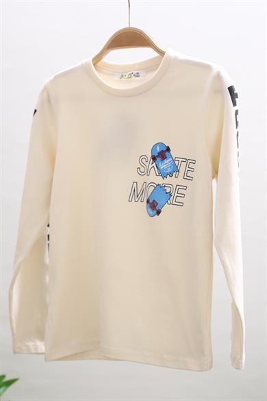 Mojo Erkek Çocuk Baskılı Uzun Kol T-shirt 323413 Taş Rengi