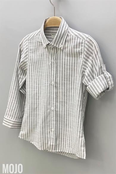 Mojo Erkek Çocuk Çizgili Spor Gömlek 1015 Gri