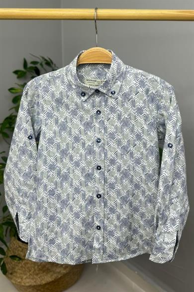 Mojo Erkek Çocuk Çizgili Spor Gömlek 1015 Lacivert-Yeşil