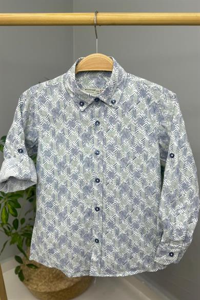 Mojo Erkek Çocuk Çizgili Spor Gömlek 1015 Lacivert-Yeşil