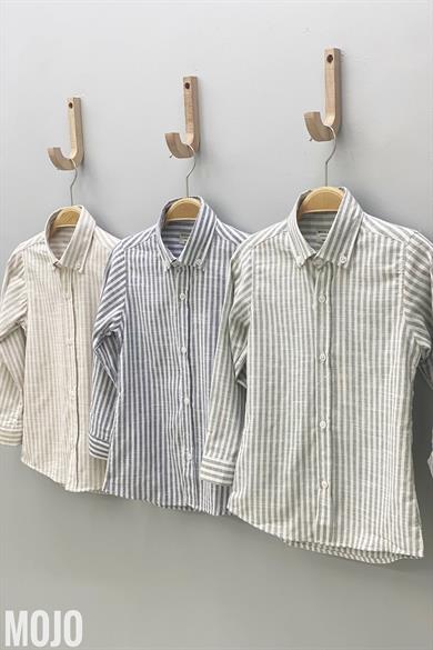 Mojo Erkek Çocuk Çizgili Spor Gömlek 1015 Gri