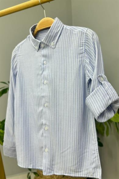 Mojo Erkek Çocuk Çizgili Yazlık Gömlek 1801 Mavi