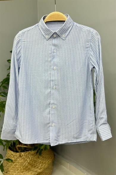 Mojo Erkek Çocuk Çizgili Yazlık Gömlek 1801 Mavi