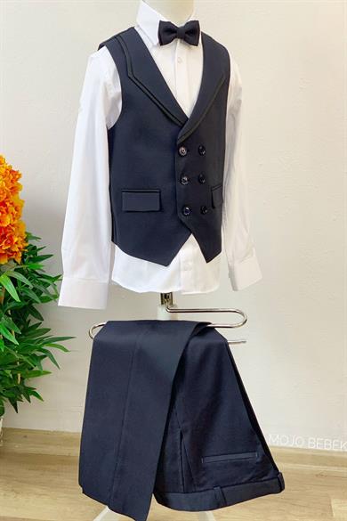 Mojo Erkek Çocuk Dokulu Klasik Yelekli Takım 20504 Lacivert