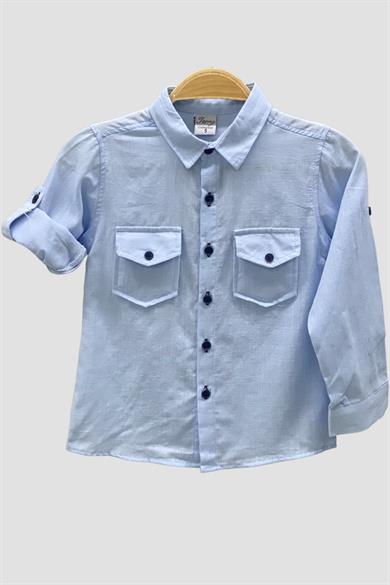 Mojo Erkek Çocuk 2-8 Yaş  Gömlek Pantolon Takım 6359 Açık Mavi