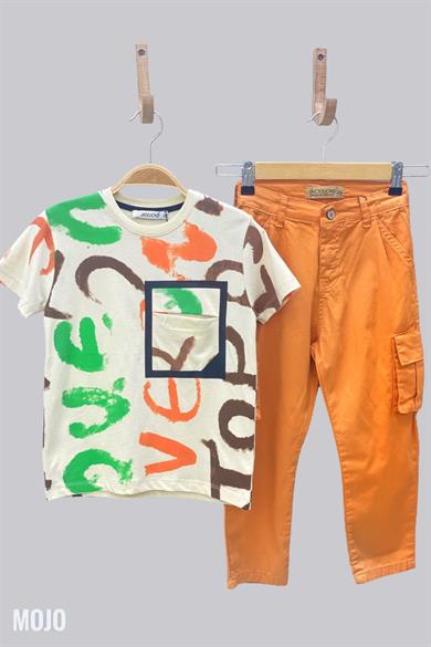 Mojo Erkek Çocuk Kargo Cep Yazlık Pantolon 2230 Turuncu