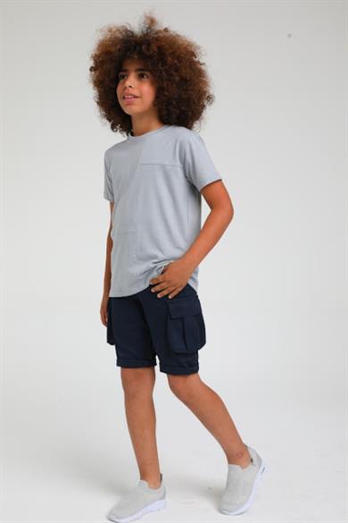 Mojo Erkek Çocuk Kargo Cepli Likralı Kanvas Şort 2308 Lacivert