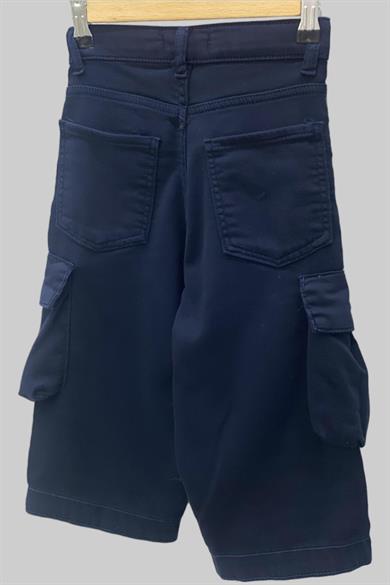 Mojo Erkek Çocuk Kargo Cepli Likralı Kanvas Şort 2308 Lacivert