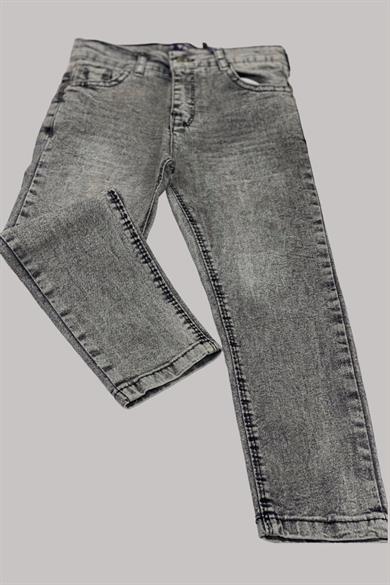 Mojo Erkek Çocuk Likralı Yıpratmalı Krinkıl Detaylı Kot Pantolon 1216 Gri