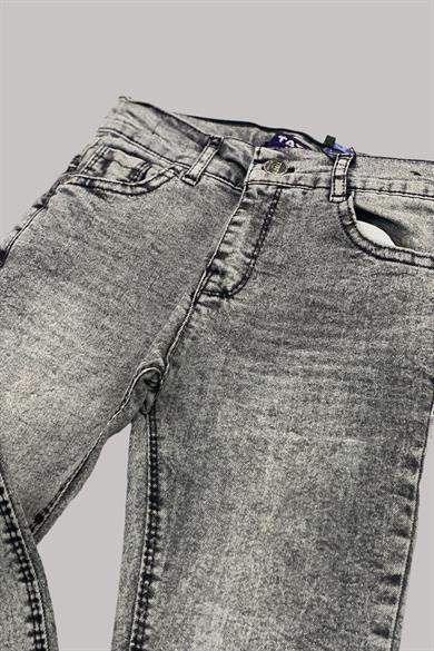 Mojo Erkek Çocuk Likralı Yıpratmalı Krinkıl Detaylı Kot Pantolon 1216 Gri