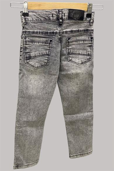 Mojo Erkek Çocuk Likralı Yıpratmalı Krinkıl Detaylı Kot Pantolon 1216 Gri