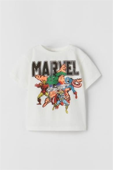 Mojo Erkek Çocuk Marvel Desenli T-shirt 1821 Beyaz