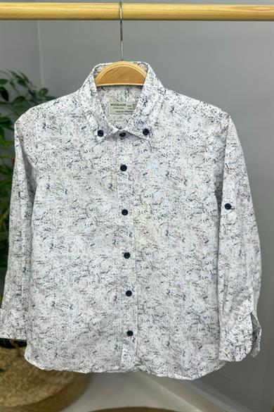 Mojo Erkek Çocuk Mermer Desen Katlamalı Kol Gömlek 1812 Lacivert