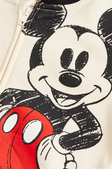 Mojo Erkek Çocuk Mickey Baskılı Kapşonlu Hırka 1502 Krem