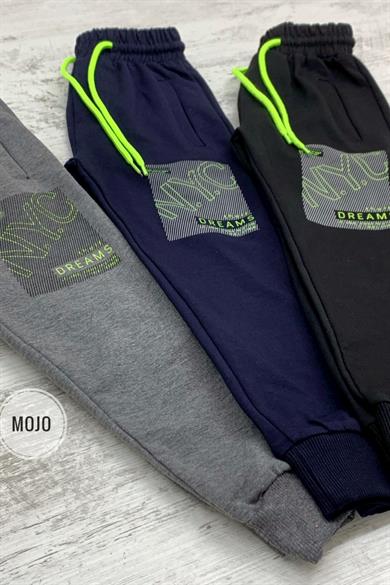 Mojo Erkek Çocuk Nyc Baskılı Lastikli Paça Eşofman Altı 2093 Siyah