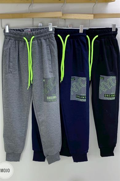 Mojo Erkek Çocuk Nyc Baskılı Lastikli Paça Eşofman Altı 2093 Siyah