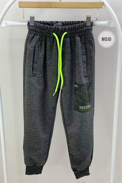 Mojo Erkek Çocuk Nyc Baskılı Lastikli Paça Eşofman Altı 2093 Füme