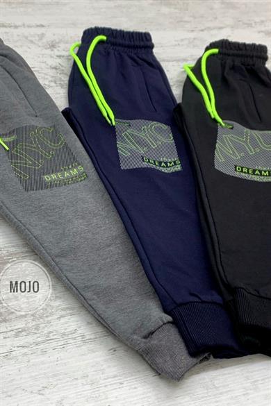 Mojo Erkek Çocuk Nyc Baskılı Lastikli Paça Eşofman Altı 2093 Füme