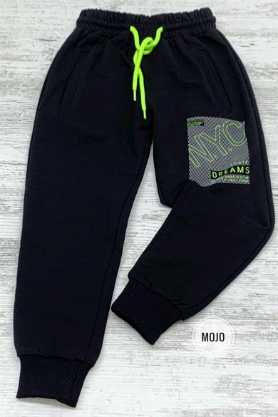 Mojo Erkek Çocuk Nyc Baskılı Lastikli Paça Eşofman Altı 2093 Siyah