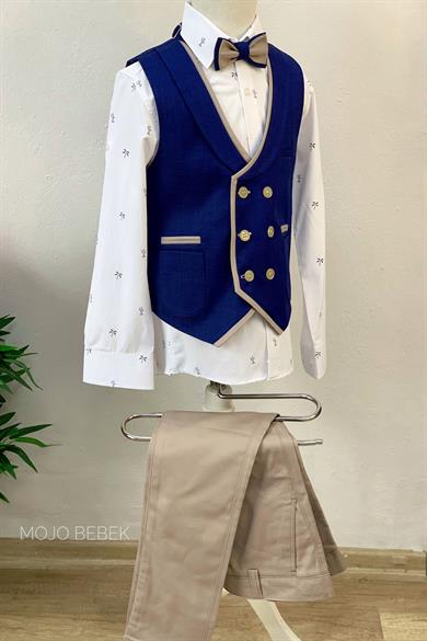 Mojo Erkek Çocuk Palmiye Gömlekli Spor Yelekli Takım 20408 Lacivert