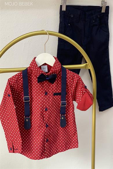 Mojo Erkek Çocuk Papyonlu Gömlek Pantolon Takım 6216 Bordo