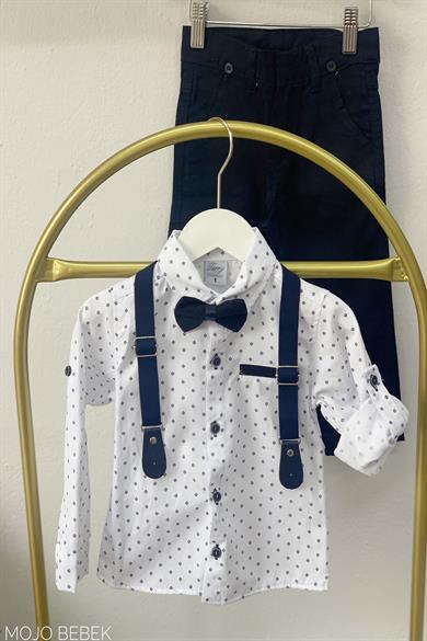 Mojo Erkek Çocuk Papyonlu Gömlekli Pantolon Takım 6318 Beyaz