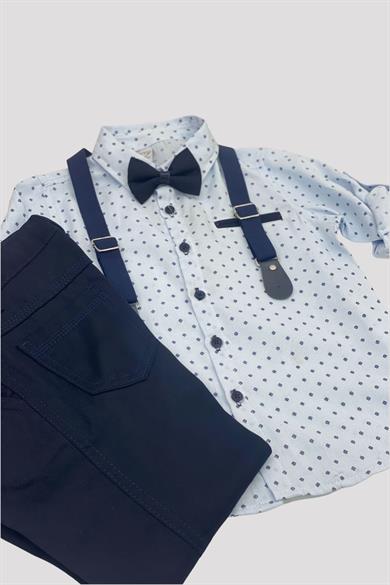 Mojo Erkek Çocuk Papyonlu Gömlekli Pantolon Takım 6318 Mavi