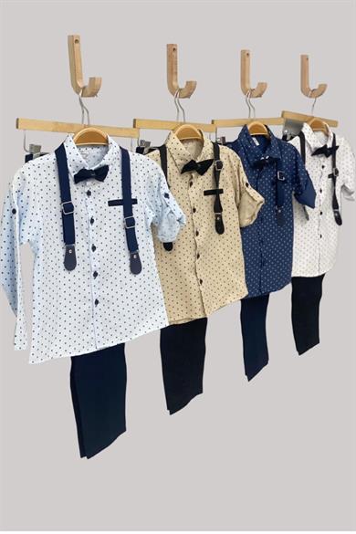 Mojo Erkek Çocuk Papyonlu Gömlekli Pantolon Takım 6318 Mavi