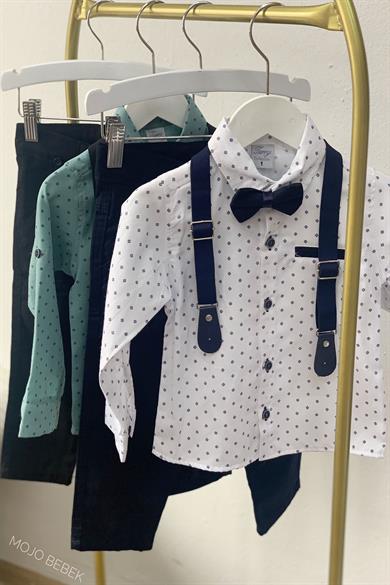 Mojo Erkek Çocuk Papyonlu Gömlekli Pantolon Takım 6318 Beyaz