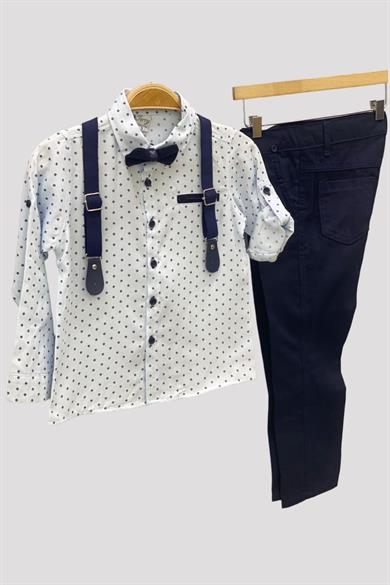 Mojo Erkek Çocuk Papyonlu Gömlekli Pantolon Takım 6318 Mavi