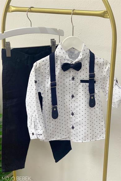 Mojo Erkek Çocuk Papyonlu Gömlekli Pantolon Takım 6318 Beyaz