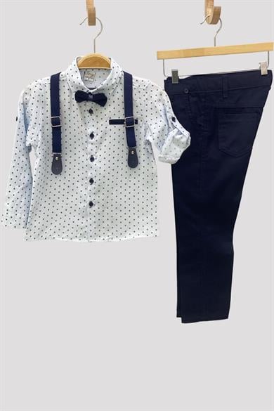 Mojo Erkek Çocuk Papyonlu Gömlekli Pantolon Takım 6318 Mavi