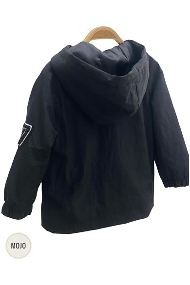 Mojo Erkek Çocuk Paraşüt Kumaş Astarlı Kapüşonlu Yağmurluk 3203 Siyah