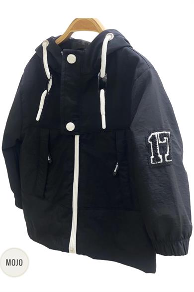 Mojo Erkek Çocuk Paraşüt Kumaş Astarlı Kapüşonlu Yağmurluk 3203 Siyah