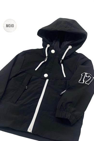 Mojo Erkek Çocuk Paraşüt Kumaş Astarlı Kapüşonlu Yağmurluk 3203 Siyah