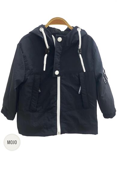Mojo Erkek Çocuk Paraşüt Kumaş Astarlı Kapüşonlu Yağmurluk 3203 Siyah