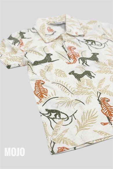 Mojo Erkek Çocuk 1-14 Yaş Polo Yaka Baskılı T-shirt 163839 Krem