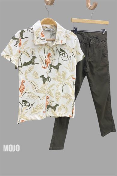 Mojo Erkek Çocuk 1-14 Yaş Polo Yaka Baskılı T-shirt 163839 Krem