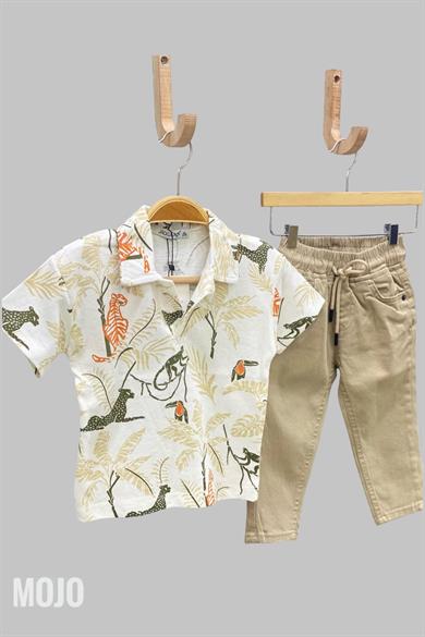 Mojo Erkek Çocuk 1-14 Yaş Polo Yaka Baskılı T-shirt 163839 Krem